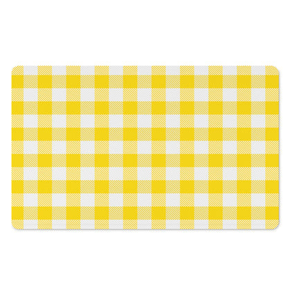 Yellow And White Buffalo Check Print Polyester Doormat