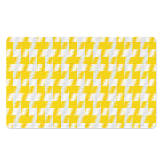 Yellow And White Buffalo Check Print Polyester Doormat
