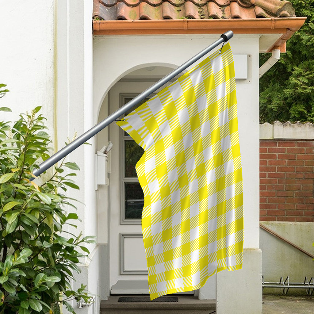 Yellow And White Buffalo Check Print Polyester Flag