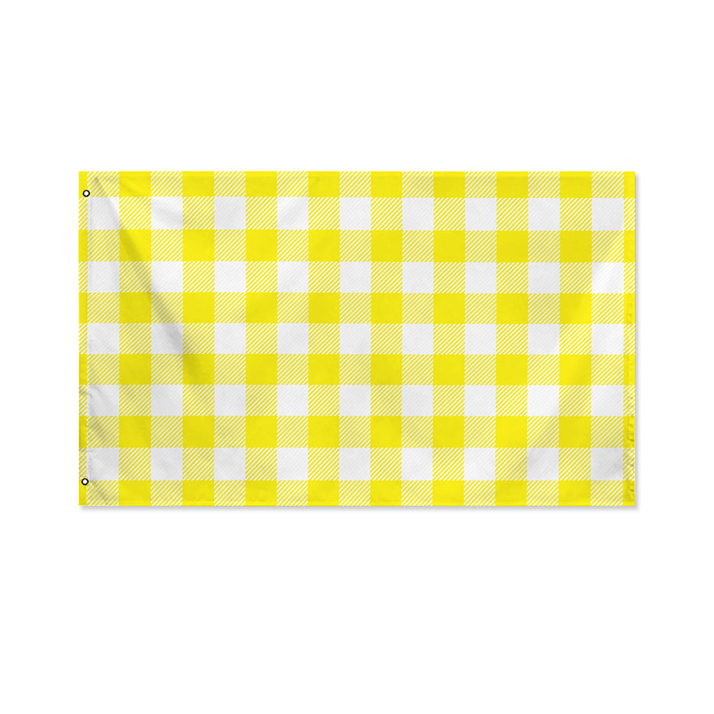 Yellow And White Buffalo Check Print Polyester Flag