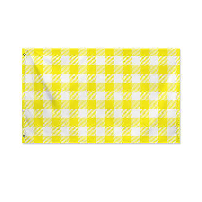 Yellow And White Buffalo Check Print Polyester Flag