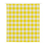Yellow And White Buffalo Check Print Polyester Shower Curtain