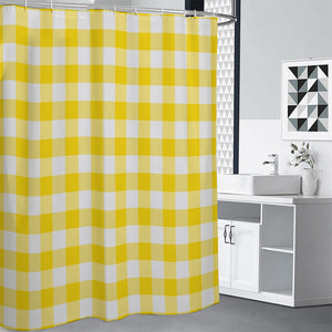 Yellow And White Buffalo Check Print Premium Shower Curtain