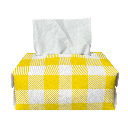Yellow And White Buffalo Check Print Rectangle Tissue Box Cover
