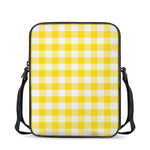 Yellow And White Buffalo Check Print Rectangular Crossbody Bag