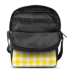 Yellow And White Buffalo Check Print Rectangular Crossbody Bag