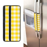 Yellow And White Buffalo Check Print Refrigerator Handle Covers