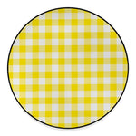 Yellow And White Buffalo Check Print Round Floor Mat