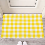 Yellow And White Buffalo Check Print Rubber Doormat