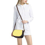 Yellow And White Buffalo Check Print Saddle Bag