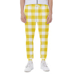 Yellow And White Buffalo Check Print Scuba Joggers