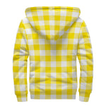 Yellow And White Buffalo Check Print Sherpa Lined Zip Up Hoodie