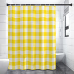 Yellow And White Buffalo Check Print Shower Curtain