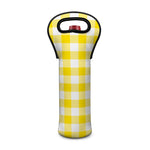 Yellow And White Buffalo Check Print Single Neoprene Wine Tote