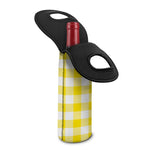 Yellow And White Buffalo Check Print Single Neoprene Wine Tote