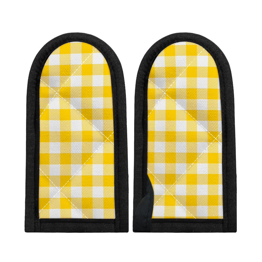 Yellow And White Buffalo Check Print Skillet Handle Cover