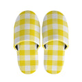 Yellow And White Buffalo Check Print Slippers
