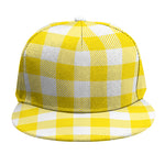 Yellow And White Buffalo Check Print Snapback Cap