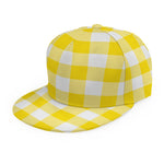 Yellow And White Buffalo Check Print Snapback Cap