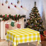 Yellow And White Buffalo Check Print Tablecloth