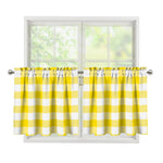 Yellow And White Buffalo Check Print Tier Curtains