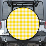 Yellow And White Buffalo Check Print Tire Cover