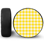 Yellow And White Buffalo Check Print Tire Cover