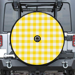 Yellow And White Buffalo Check Print Tire Cover With Camera Hole