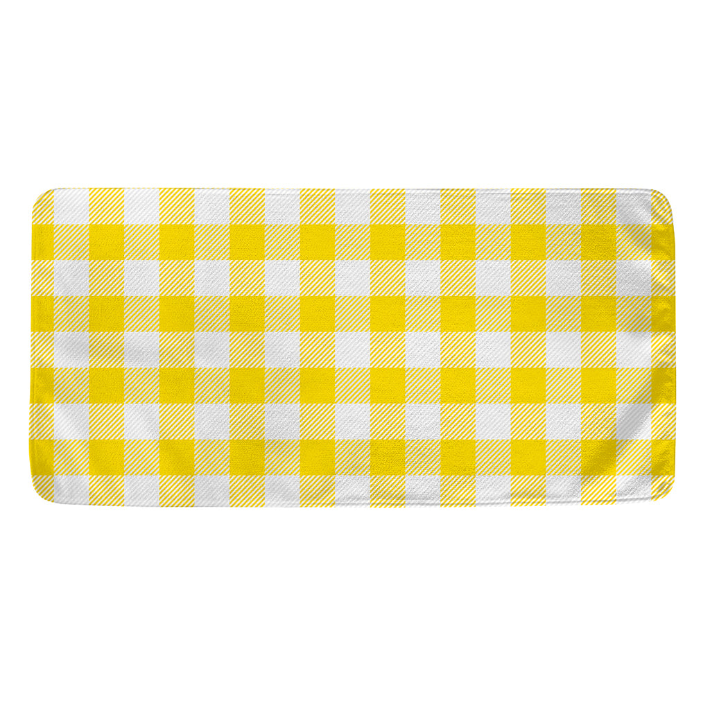 Yellow And White Buffalo Check Print Towel