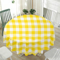 Yellow And White Buffalo Check Print Waterproof Round Tablecloth