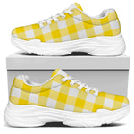 Yellow And White Buffalo Check Print White Chunky Shoes