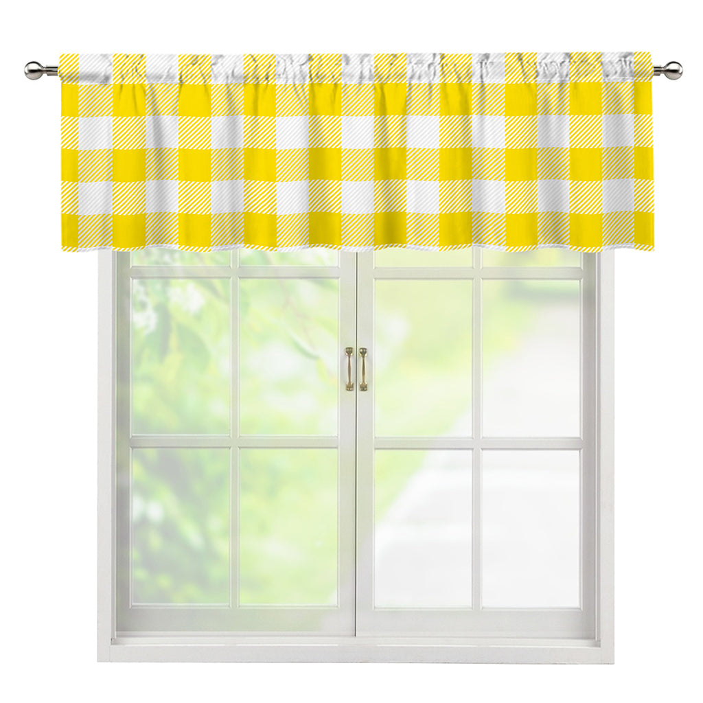 Yellow And White Buffalo Check Print Window Valance