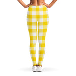 Yellow And White Buffalo Check Print Women's Leggings
