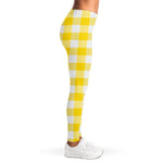Yellow And White Buffalo Check Print Women's Leggings