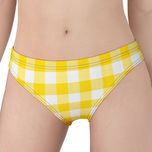 Yellow And White Buffalo Check Print Women's Panties