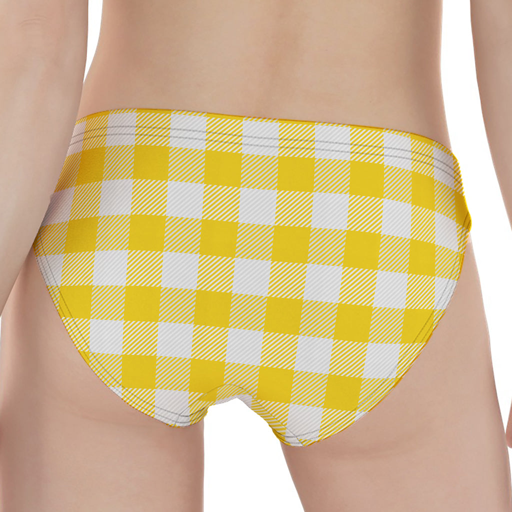 Yellow And White Buffalo Check Print Women's Panties