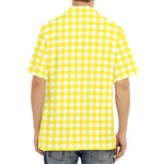 Yellow And White Check Pattern Print Aloha Shirt