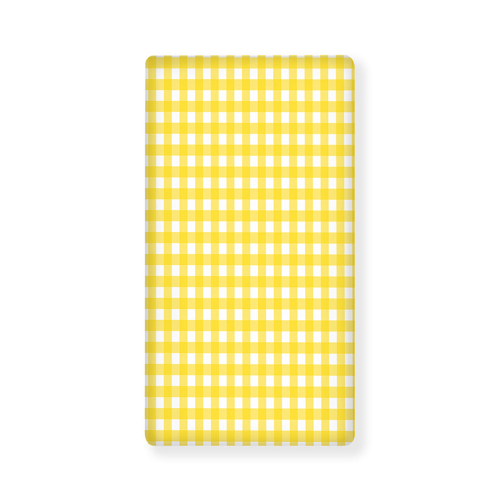 Yellow And White Check Pattern Print Baby Crib Sheet