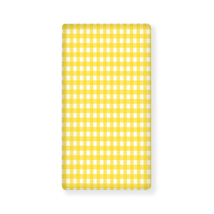 Yellow And White Check Pattern Print Baby Crib Sheet