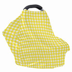 Yellow And White Check Pattern Print Baby Seat Cover