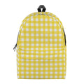 Yellow And White Check Pattern Print School Backpack