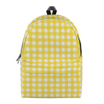 Yellow And White Check Pattern Print Backpack