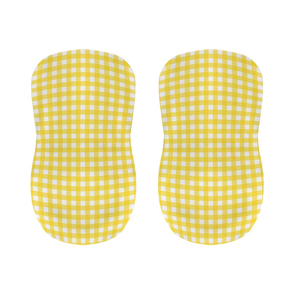 Yellow And White Check Pattern Print Bar Stool Covers
