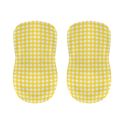Yellow And White Check Pattern Print Bar Stool Covers