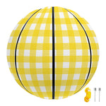 Yellow And White Check Pattern Print Basketball