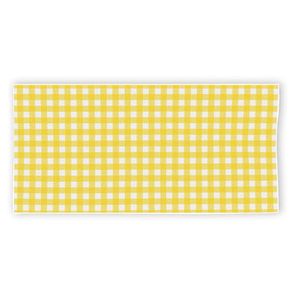 Yellow And White Check Pattern Print Beach Towel