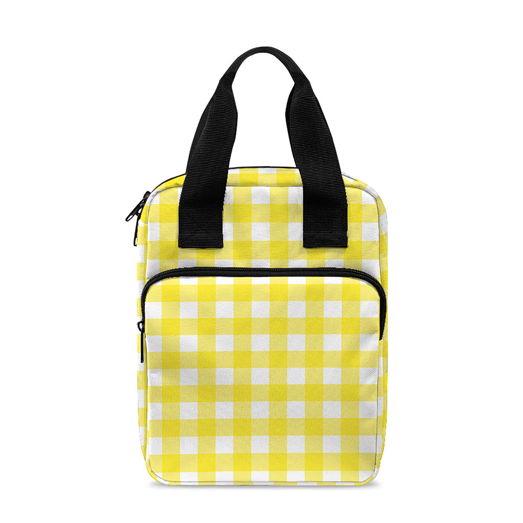 Yellow And White Check Pattern Print Bible Tote Bag