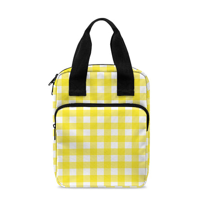 Yellow And White Check Pattern Print Bible Tote Bag