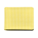 Yellow And White Check Pattern Print Bifold Wallet