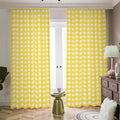 Yellow And White Check Pattern Print Dimout Pencil Pleat Curtains